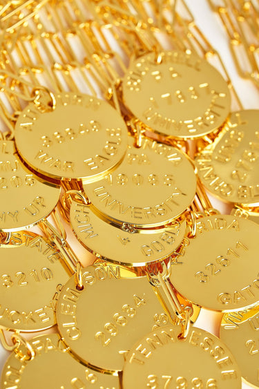 College Tag Charm Necklace - 18k Gold Plated Paper Clip Chain - Lisi Lerch