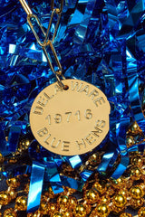 College Tag Charm Necklace - 18k Gold Plated Paper Clip Chain - Lisi Lerch