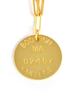 College Tag Charm Necklace - 18k Gold Plated Paper Clip Chain - Lisi Lerch