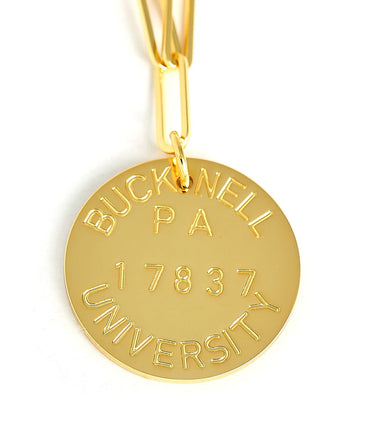 College Tag Charm Necklace - 18k Gold Plated Paper Clip Chain - Lisi Lerch