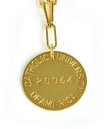 College Tag Charm Necklace - 18k Gold Plated Paper Clip Chain - Lisi Lerch