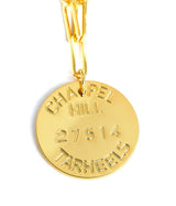 College Tag Charm Necklace - 18k Gold Plated Paper Clip Chain - Lisi Lerch