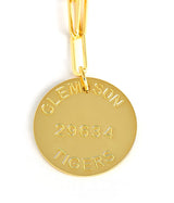 College Tag Charm Necklace - 18k Gold Plated Paper Clip Chain - Lisi Lerch