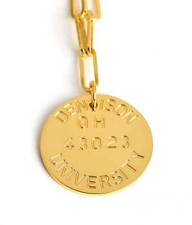 College Tag Charm Necklace - 18k Gold Plated Paper Clip Chain - Lisi Lerch