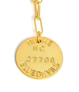 College Tag Charm Necklace - 18k Gold Plated Paper Clip Chain - Lisi Lerch