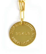 College Tag Charm Necklace - 18k Gold Plated Paper Clip Chain - Lisi Lerch