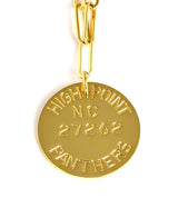 College Tag Charm Necklace - 18k Gold Plated Paper Clip Chain - Lisi Lerch