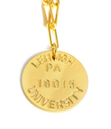 College Tag Charm Necklace - 18k Gold Plated Paper Clip Chain - Lisi Lerch