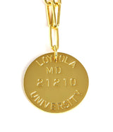 College Tag Charm Necklace - 18k Gold Plated Paper Clip Chain - Lisi Lerch
