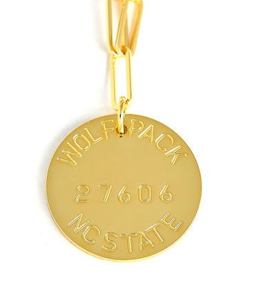 College Tag Charm Necklace - 18k Gold Plated Paper Clip Chain - Lisi Lerch