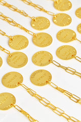 College Tag Charm Necklace - 18k Gold Plated Paper Clip Chain - Lisi Lerch