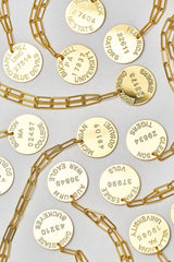 College Tag Charm Necklace - 18k Gold Plated Paper Clip Chain - Lisi Lerch