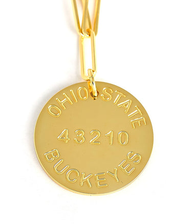 College Tag Charm Necklace - 18k Gold Plated Paper Clip Chain - Lisi Lerch