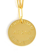 College Tag Charm Necklace - 18k Gold Plated Paper Clip Chain - Lisi Lerch