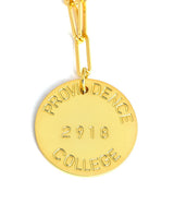 College Tag Charm Necklace - 18k Gold Plated Paper Clip Chain - Lisi Lerch