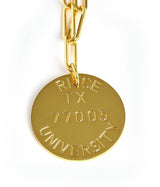 College Tag Charm Necklace - 18k Gold Plated Paper Clip Chain - Lisi Lerch