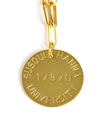College Tag Charm Necklace - 18k Gold Plated Paper Clip Chain - Lisi Lerch
