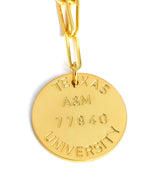 College Tag Charm Necklace - 18k Gold Plated Paper Clip Chain - Lisi Lerch