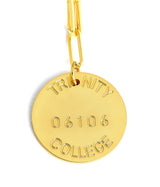 College Tag Charm Necklace - 18k Gold Plated Paper Clip Chain - Lisi Lerch
