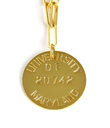 College Tag Charm Necklace - 18k Gold Plated Paper Clip Chain - Lisi Lerch