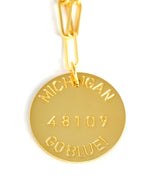 College Tag Charm Necklace - 18k Gold Plated Paper Clip Chain - Lisi Lerch