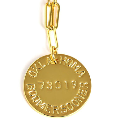College Tag Charm Necklace - 18k Gold Plated Paper Clip Chain - Lisi Lerch
