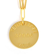 College Tag Charm Necklace - 18k Gold Plated Paper Clip Chain - Lisi Lerch