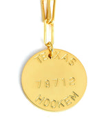 College Tag Charm Necklace - 18k Gold Plated Paper Clip Chain - Lisi Lerch