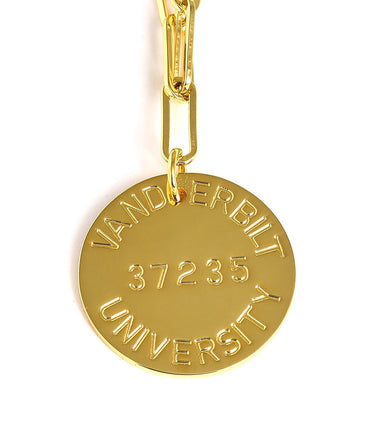 College Tag Charm Necklace - 18k Gold Plated Paper Clip Chain - Lisi Lerch