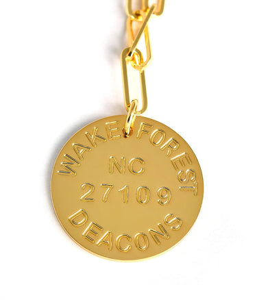 College Tag Charm Necklace - 18k Gold Plated Paper Clip Chain - Lisi Lerch