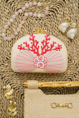 Coral and Shell Clutch - Embroidered - Lisi Lerch