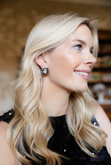 Emilia - Large Rectangle Textured Bezel Earring - 18k Gold Plated - Darby Clark Collection - Lisi Lerch