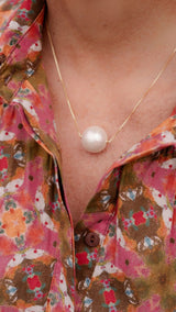 Evie - 14mm Cotton Pearl Stud Necklace - 18k Gold Plated - Lisi Lerch