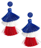 Fabric Tassel Earrings - RED WHITE & BLUE - Lisi Lerch