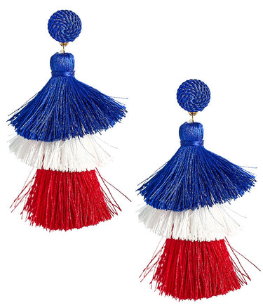 Fabric Tassel Earrings - RED WHITE & BLUE - Lisi Lerch