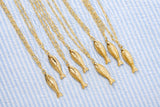 Fish - Beach Town - Small Paper Clip Chain Necklace - 18k Gold Plated 18 Inches - Lisi Lerch