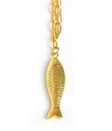 Fish - Beach Town - Small Paper Clip Chain Necklace - 18k Gold Plated 18 Inches - Lisi Lerch
