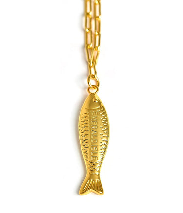 Fish Beach Town Small Paper Clip Chain Necklace - Lisi Lerch