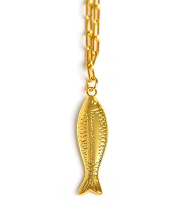 Fish Beach Town Small Paper Clip Chain Necklace - Lisi Lerch
