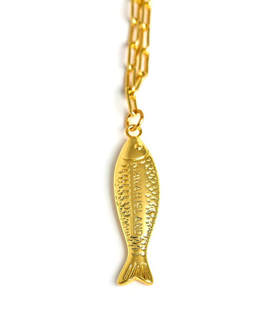 Fish Beach Town Small Paper Clip Chain Necklace - Lisi Lerch
