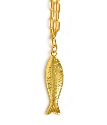 Fish Beach Town Small Paper Clip Chain Necklace - Lisi Lerch