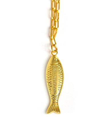 Fish Beach Town Small Paper Clip Chain Necklace - Lisi Lerch