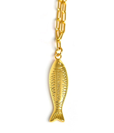 Fish Beach Town Small Paper Clip Chain Necklace - Lisi Lerch