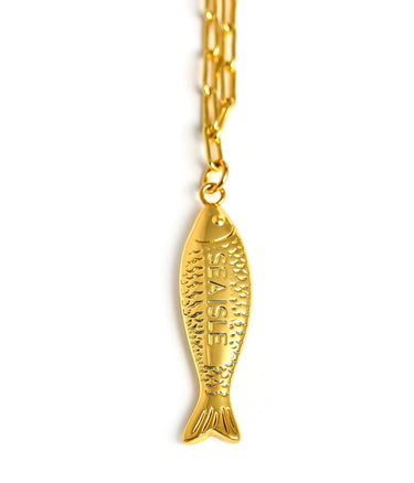Fish Beach Town Small Paper Clip Chain Necklace - Lisi Lerch