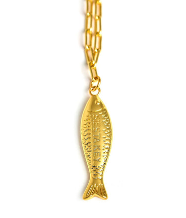 Fish Beach Town Small Paper Clip Chain Necklace - Lisi Lerch