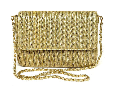 Foldover Gold Straw Bag- Sample Sale- Final Sale - Lisi Lerch