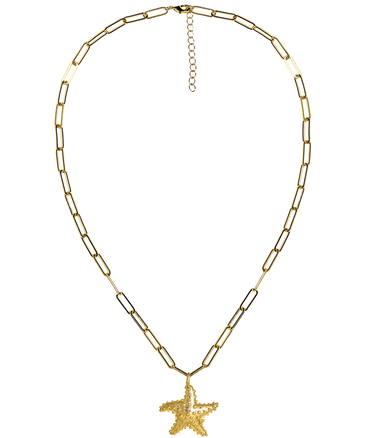 Gold Puffy Starfish Charm Necklace - 18k Gold Plated - Lisi Lerch