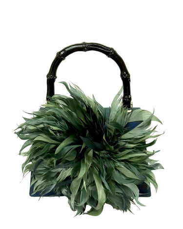 Green/Blue Plaid Lulu With Olive Feather- Sample Sale- Final Sale - Lisi Lerch