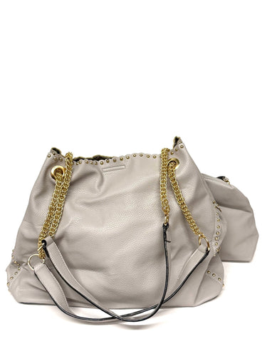 Grey Tote with Gold Chain Detail- Sample Sale- Final Sale - Lisi Lerch