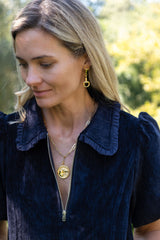 Horsehead Disc Charm Necklace - Paperclip Chain - 18k Gold Plated - Lisi Lerch